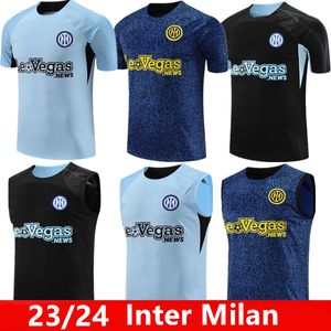 2023/2024 Inter Tracksuit Milans Jerseys Lautaro Chandal Futbol Soccer Milano Training Suit 23/24 Milans Camiseta de Foot Inter Short Sleeves 스포츠웨어 조끼