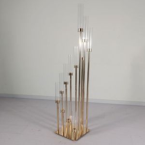 Supporto da pavimento alto a 12 bracci, portacandele decorativo in metallo dorato, centrotavola a candelabri a 12 teste per centrotavola per decorazioni nuziali