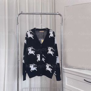 Designer-Pullover Damen-Strickpullover-Cardigan, Animal-Print, Schwarz-Weiß-Zweifarbkombination, langärmelige Strickjacke mit V-Ausschnitt, Pull Femme Designer-Cardigan