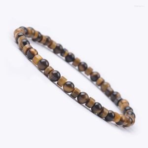 Strand Round And Wheel Shape Tiger Eye Black Vein Rhodonite Lemon Jade Picture Jasper Natural Stone Bead Elastic Bracelet