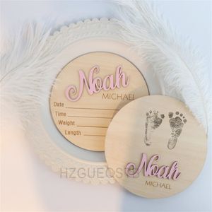 Outros suprimentos para festas de eventos Um conjunto de nome personalizado anúncio de nascimento sinal 3D de madeira personalizado hospital nascido nascimento chegada nome do bebê Olá Mundo Po Prop 230907