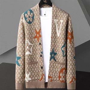 New Brand Luxury V- neck Cardigan Sweaters Fashion Knit Cashmere Cardigan Sweater Korean Style Mens Trendy Cardigans Jacket Men Cl2708