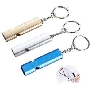 Keychains Lanyards 7 Colors Metal Whistle Keychain Pendant Aluminum Alloy Double Hole Survival Key Chain Outdoor Emergency T Dhgarden Dhcfo