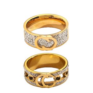 Clássico luxo jóias designer anéis mulheres amor suprimentos de casamento diamante 18k banhado a ouro anel de aço inoxidável anel de dedo fino wh201n