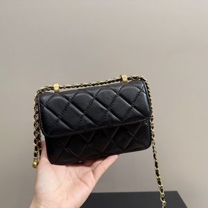 Classic Double Golden Ball Chain Crossbody Bag Luxury Diamond Checker Designer Women Shoulder Bag Mini Handbag Fashion Tote Bag