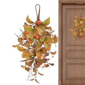 Decorative Flowers Autumn Wreath 1PC Hat Harvest Festival Hanging Fall Fake For Wedding Home Garden Thanks Giving