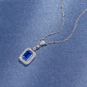 Choker High-end Product Temperament Simulation Sapphire Color Treasure Pendant Women Fashion Full Diamond Necklace