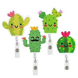 Party Favor Creative Cactus Badge Keychain Retractable Pl Id Badges Holder With Clip Office Supplies Drop Delivery Home Garde Dhgarden Dh5Xm