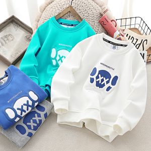 Hoodies tröjor pojkar tröja barn långärmade tonåringar tecknad tryckt topp tees 3 till 14 års barn bomullskläder koreansk stil 230907
