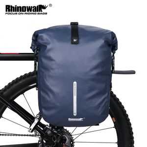 Panniers Bags Rhinowalk Bicycle Bag Pannier Waterproof Bike 20L Multifunctional Rear Rack Blue Black Travel Cycling 230907