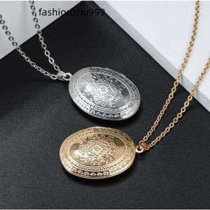 Hänge halsband guld sier färg diy retro flytande locket form mönster necaklace kvinnliga kvinnliga damer flickor gåva mode smycken oto97