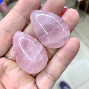 Pingente colares forma gota madagascar rosa quartzo natural pedra preciosa jóias colar pingentes para presente feminino atacado