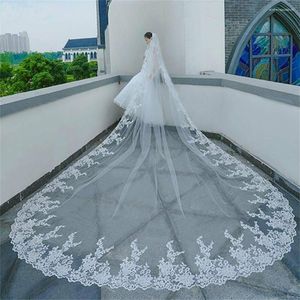 Bridal Veils Luxury Ivory Long Lace Veil With Comb 3.5m 1-layer Cathedral Wedding Accessories