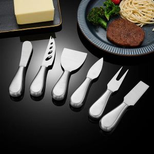 6st/parti rostfritt stål smör knivost gaffel pizza cutlery set guld hem restaurang kök matsal gropor tabellware verktyg grossist 0908