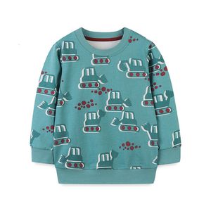 Hoodies Sweatshirts Jumping Meters Jungen Baumwolle Cartoon Auto Druck Winter Baby Tops Mode Mit Kapuze Kinder Kleidung Verkauf Shirts 230907