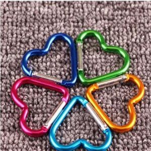Heart Shaped Carabiner Aluminum Alloy Outdoor Hook Buckle for travelling camping hiking Colorful Key rings287b