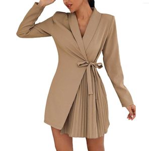 Casual Dresses Autumn and Winter Women's Solid Color Temperament Leisure Versatile Diligent Sets Up Fold Suit Jacket Dress