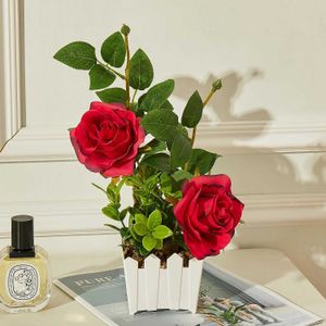 Садовые украшения RUXMET искусственный цветок шелковая роза имитация цветка растение с цветочным украшением в горшке подходит для внутреннего украшенияLF2030908
