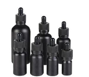 Großhandel Großhandel Flüssigreagenz Pipette Tropfflasche Schwarz Milchglas Parfümflaschen für ätherische Öle 5 ml bis 100 ml LL