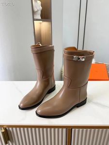 2024 Boots Boots Luxury Boot Ladies High Boots Matte Leather Luxury Boots Boots White Khaki Size Shoes 35-42