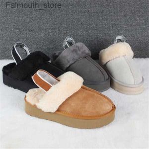 Slippers 2022 WGG Flat heel spot warm slippers plush women's outer wear shoes thick bottom wholesale snow cotton boots size EU34-44 Q230909