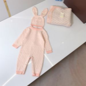 Jumpsuits&Rompers Baby jumpsuit, ear cap, blanket, knitted fabric, cotton yarn, high elasticity 100*100CM
