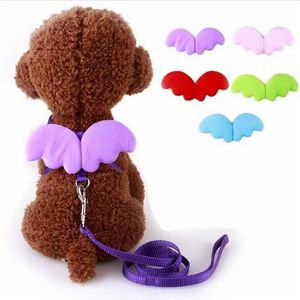 Cute Angel Pet Dog Leashes and Collars Set Puppy Leads for Small Dogs Cats Designer Wing Adjustable Dog Harness Pet Accessories HJ254l