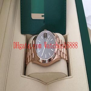 Högkvalitativ armbandsur Dag Datum President 40mm Rose 18K Gold 228235 Chokladmotiv Automatisk rörelse Mens Watch in191Z