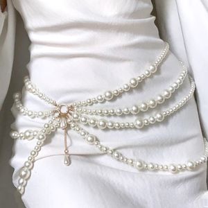 Andra modetillbehör Y2K Jewelry Multilayer Pearl For Women's Fashion Retro Character Spela Body Accessories Sexy Party Accessorie Gift 230908