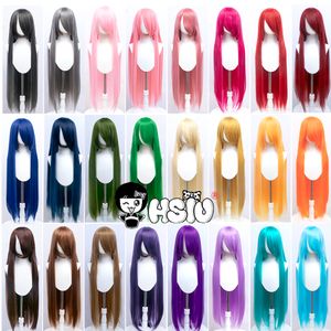 Cosplay Wigs HSIU 100Cm Long Staight Cosplay Wig Heat Resistant Synthetic Hair Anime Party wigs 42 color Colourful Give away brand wig net 230908