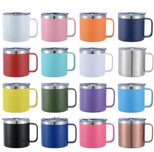 14oz rostfritt stål sublimering tumbler med lock handgrip dubbel vägg vakuum isolerad kopp vin tumblers kaffemuggar vatten kopp FY5273 0909