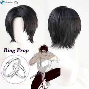 コスプレウィッグスゆいokkotsu wig anime jujutsu kaisen black short cosplay hair hat耐火ハロウィーンパーティーマンウィッグ無料ウィッグキャップ230908