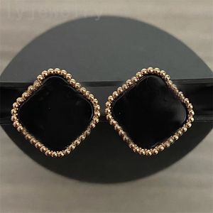 Clover stud earrings designer for women ohrringe trendy small flower orecchini luxury jewelry unique black lady designer earings simple ZB002