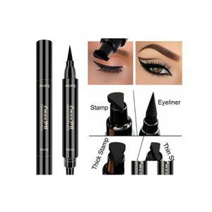 Eyeliner Double Head Stamp Wing Pen Black Liquid Eye Liner Pennor Vattentäta naturliga lätt att bära CMAADU Makeup Pencils Drop Delivery DHTFG