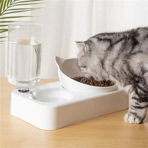 新しいフィーダードッグキャットフードファウンテンダブルボウル飲酒ペット用品付きスタンド料理ボウルY2009227148795298A