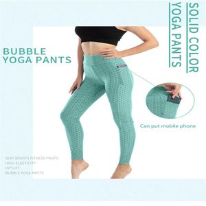 Realfine888 Pantaloni lunghi per abbigliamento da yoga per tutto il sesso per le donne Abbigliamento fitness Tasca per telefono Sollevamento dell'anca Colore solido Sport all'aperto Taglia XS-197b