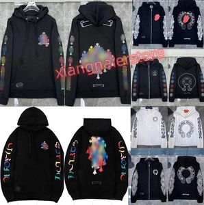 Moda Luxo Mens Jaquetas Designer Zipper Moletons Coração Ferradura Cruz Imprimir Marca Ch Hoodies Mulheres Cromos Casaco Casual Pulôver Solto Camisola Jaqueta GFR