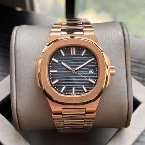 Relógio de moda PP 40mm Casual Mens Womens Watch Data Rose Gold Mecânico Homem Automático Relógios Pulseira de Aço Inoxidável Senhoras Vestido 268P