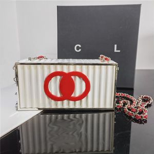 حاوية كوكو حقيبة صندوق صندوق الجذع بيضاوي Crossbody محدودة الطبعة الأكياس البيضاء مصممي المساء أبيض الكتف حقائب اليد الفاخرة L240x