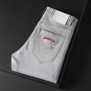Mens Jeans Designer Verão Leve Estilo Logo Luxurys Famosa Marca Homens Lavados Design Casual Slim Stretch Skinny Jeans Straight1778