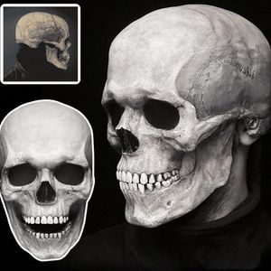 Halloween Party Full Head Skull Mask med rörlig käke skrämmande latex vuxenstorlek cosplay maskeradmasker275r