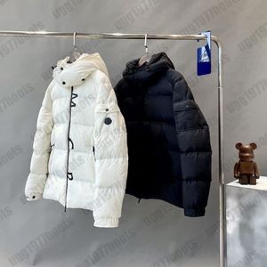 Piumino da uomo stampato con cappuccio giacca termica firmata con cerniera nero cappello bianco staccabile lettere da donna giacca da strada invernale da neve di lusso Taglia: S-2XL