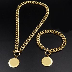 Female Designed Chain Choker Necklaces Bracelet Earring Medusa Head Portrait Pattern Pendant Womens Jewelry Set Banshee 18K Gold p282K