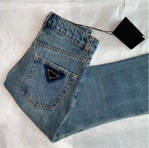 Luxury Women's Jeans Brand Fashion Women Blue High Waist Street wear Wide Leg Jean Female Trouser Straight Denim show thin straight-through Pants