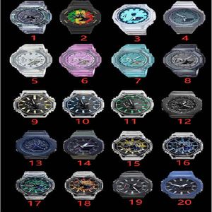 Iced Out Watch Digital Sport Men's Quartz Watch 20 Color Ultra thin Removable Assembly LED Waterproof World Time Oak Series F305w