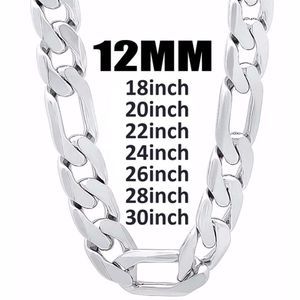 12mm bredd 925 silver män halskedja halsband smycken mode 1830 tum längd män039s högkvalitativ trottoark kubansk juvelär present FA71242929