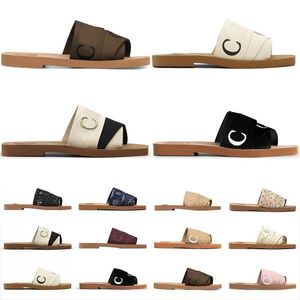 Mulheres Designer Woody Mules Chinelos Slides Sandálias Sandálias Plana Borracha Branco Preto Rosa Sail Bordeaux Lace Lettering Tecido Womens Slipper Slide Tamanho 35-42