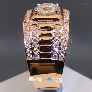 Cluster Rings 10K Rose Gold 1 2 3 4 5 Round Moissanite Diamond Ring Men Wedding Party Anniversary Engagement Casual Sporty1247e