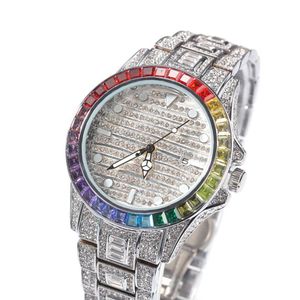 Ice-out bling diamante relógio para homens mulheres hip hop masculino relógios de quartzo banda de aço inoxidável relógio de pulso de negócios homem unissex gift2764