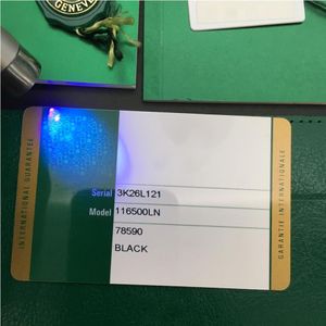 Cartão de garantia de segurança verde personalizado, modelo de impressão personalizada, endereço de número de série na caixa de relógio de cartão de garantia para caixas rolex watch2517